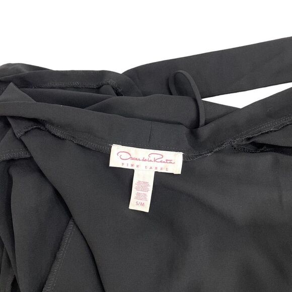 Oscar de‎ La Renta Pink Label Lace Embroidered Robe Chemise Set Sz S/M black - Picture 11 of 12